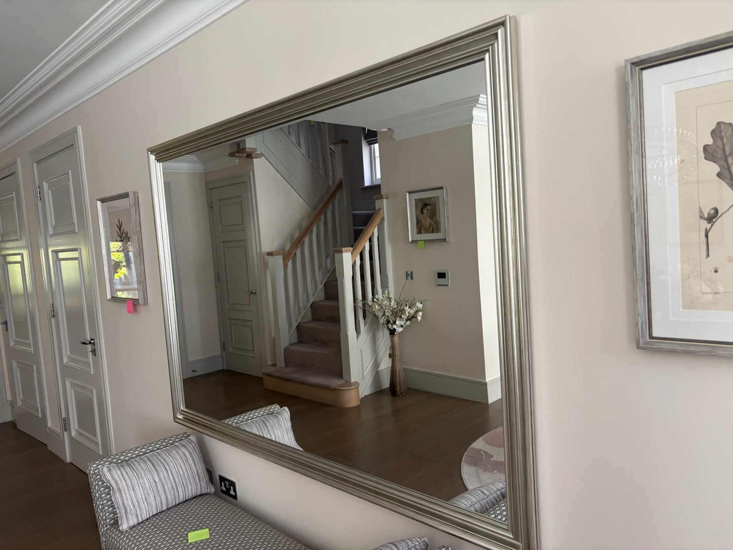 Large Silver Framed Hall Mirror