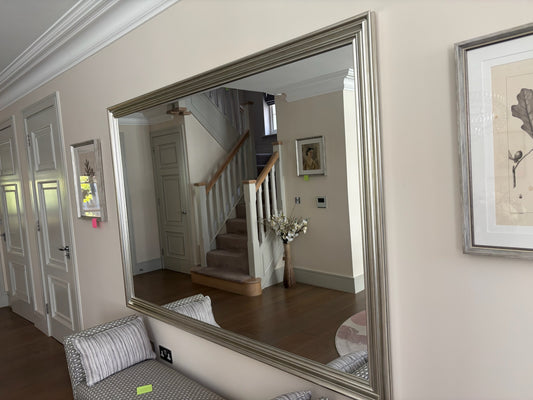 Large Silver Framed Hall Mirror