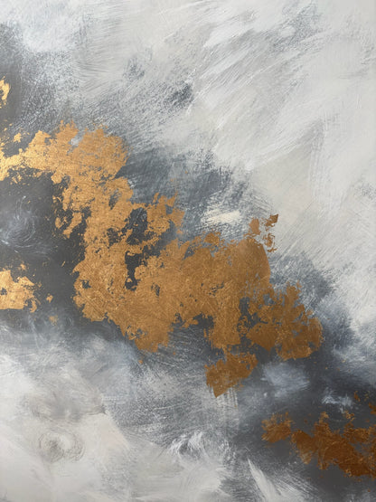 Large Abstract Painting with Gold Leaf