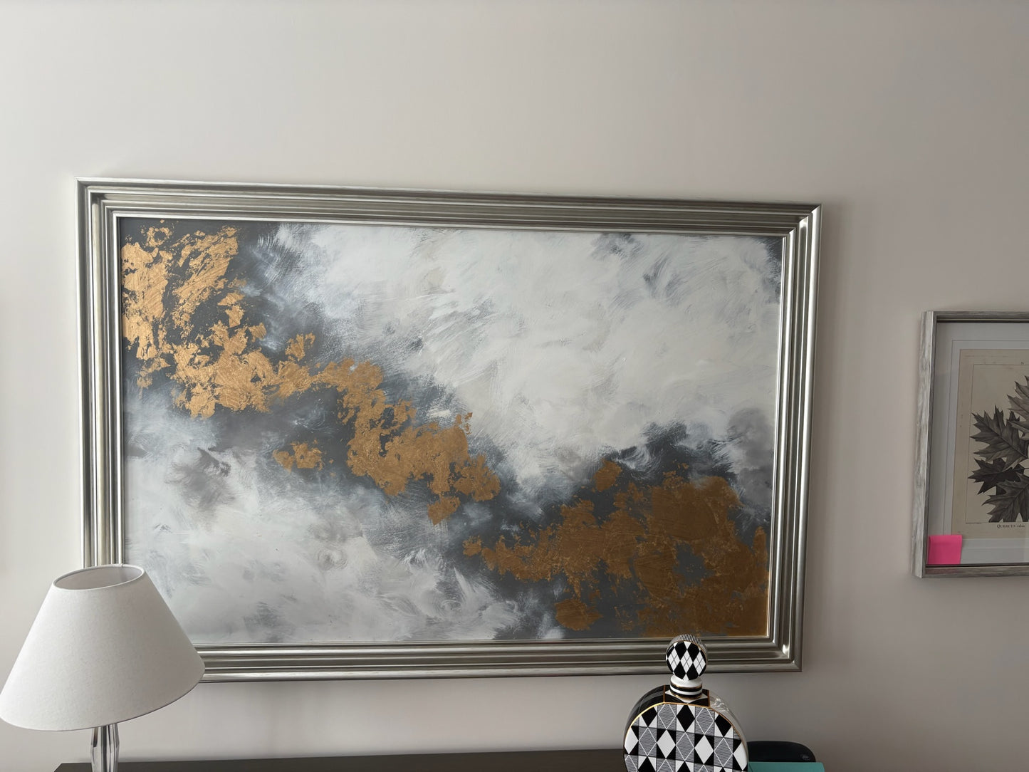 Large Abstract Painting with Gold Leaf