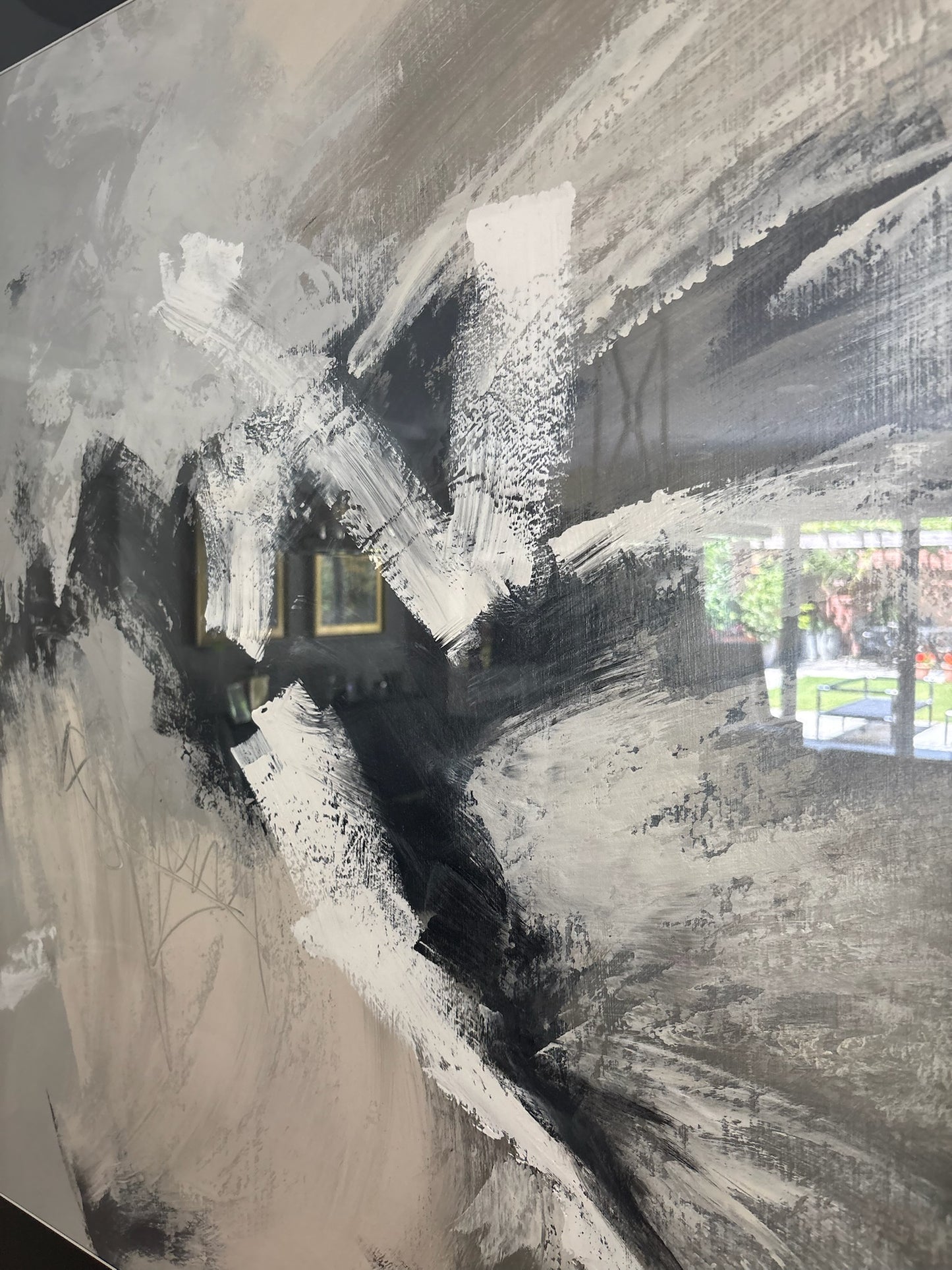 Large Silver Framed Abstract Picture