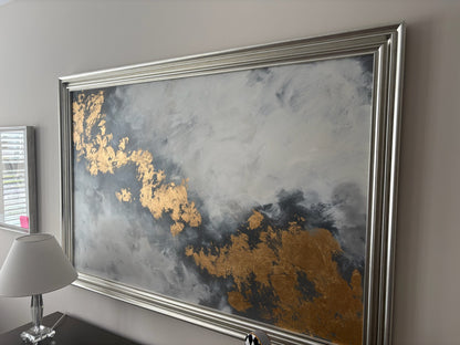 Large Abstract Painting with Gold Leaf