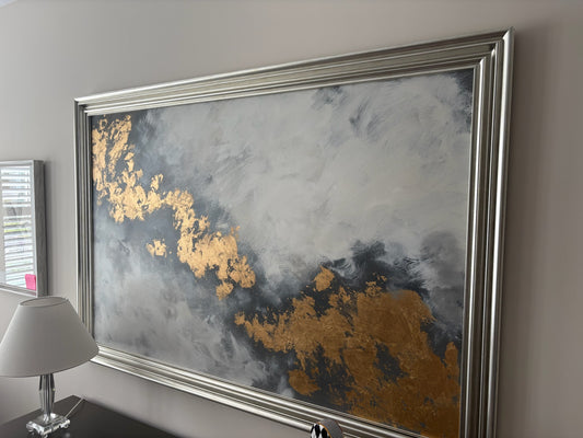 Large Abstract Painting with Gold Leaf