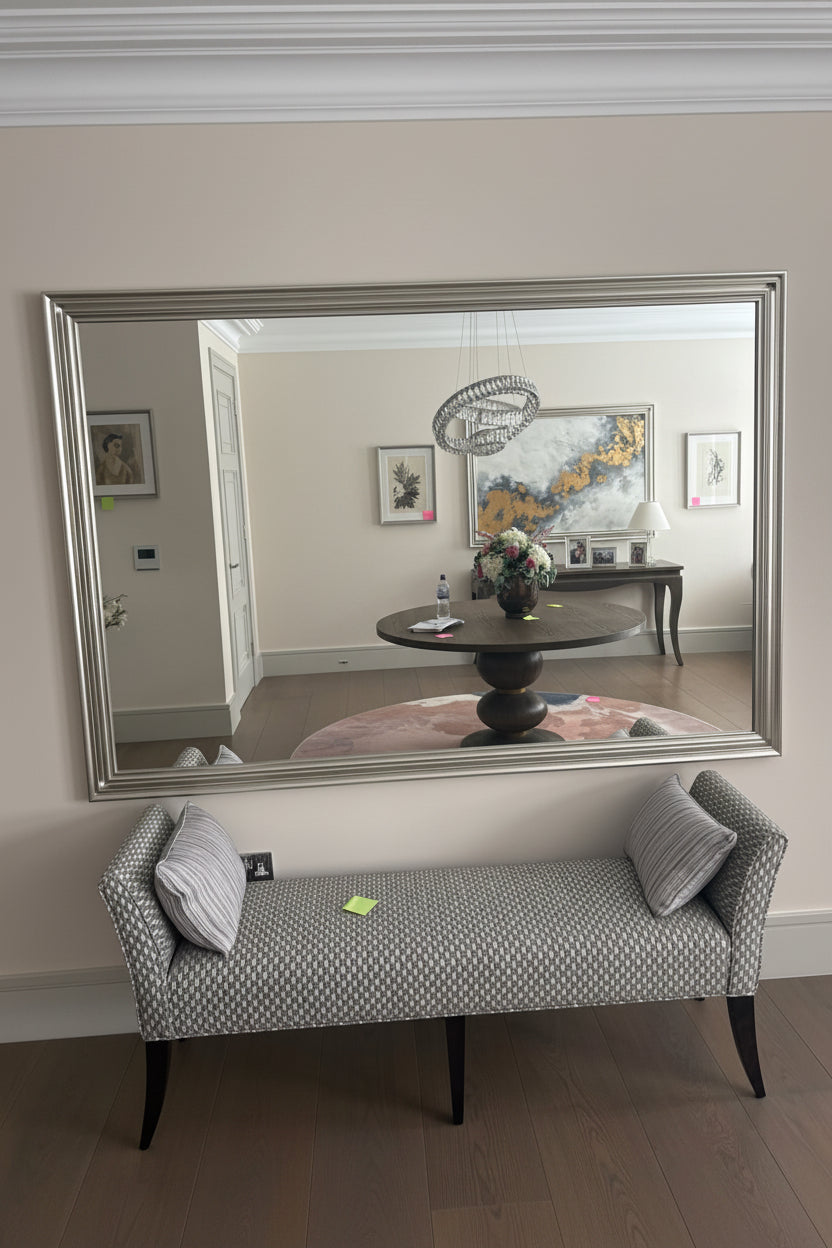Large Silver Framed Hall Mirror