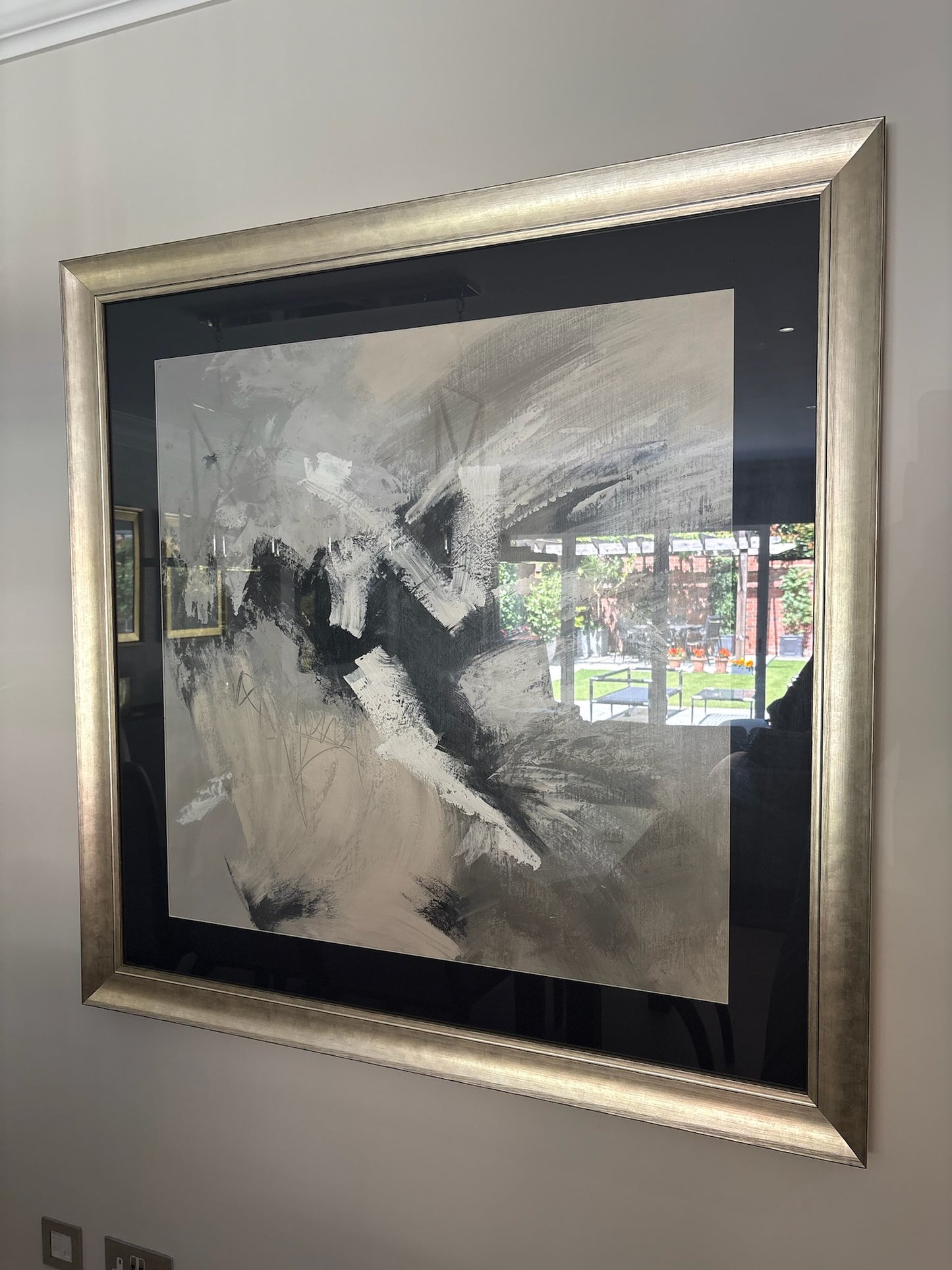 Large Silver Framed Abstract Picture