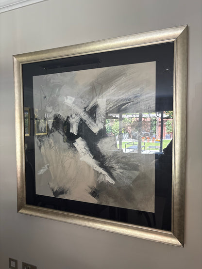 Large Silver Framed Abstract Picture