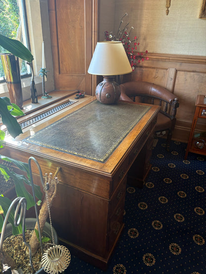 Antique Mahagony Pedestal Desk with Leather Top