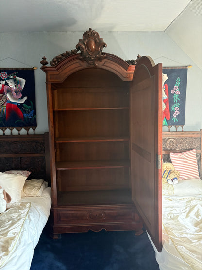 Antique French Mahogany Armoire with Mirrored Door