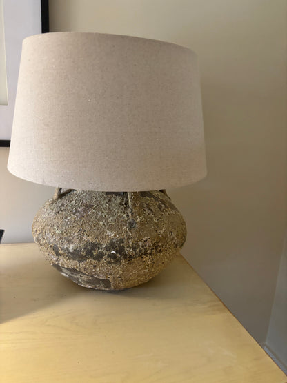 Coach House Stone Based Textured Lamp with Beige Shade