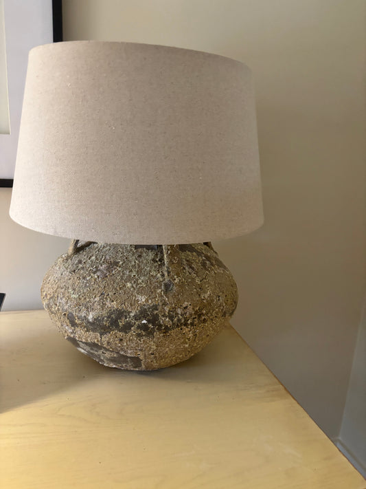 Coach House Stone Based Textured Lamp with Beige Shade