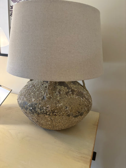 Coach House Stone Based Textured Lamp with Beige Shade