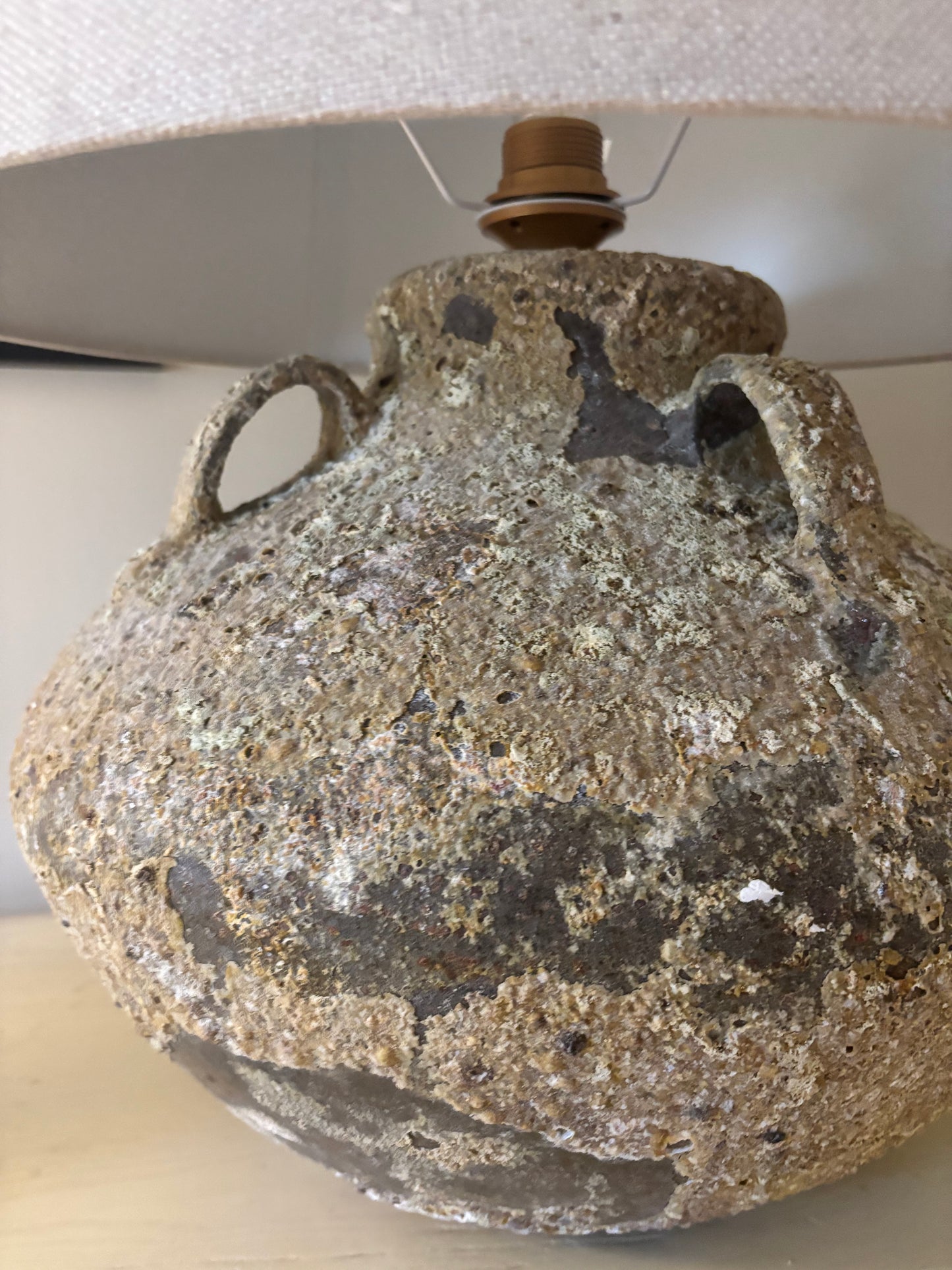 Coach House Stone Based Textured Lamp with Beige Shade