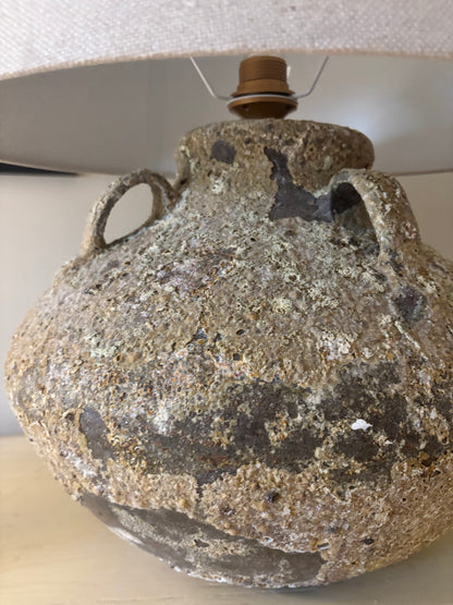 Coach House Stone Based Textured Lamp with Beige Shade