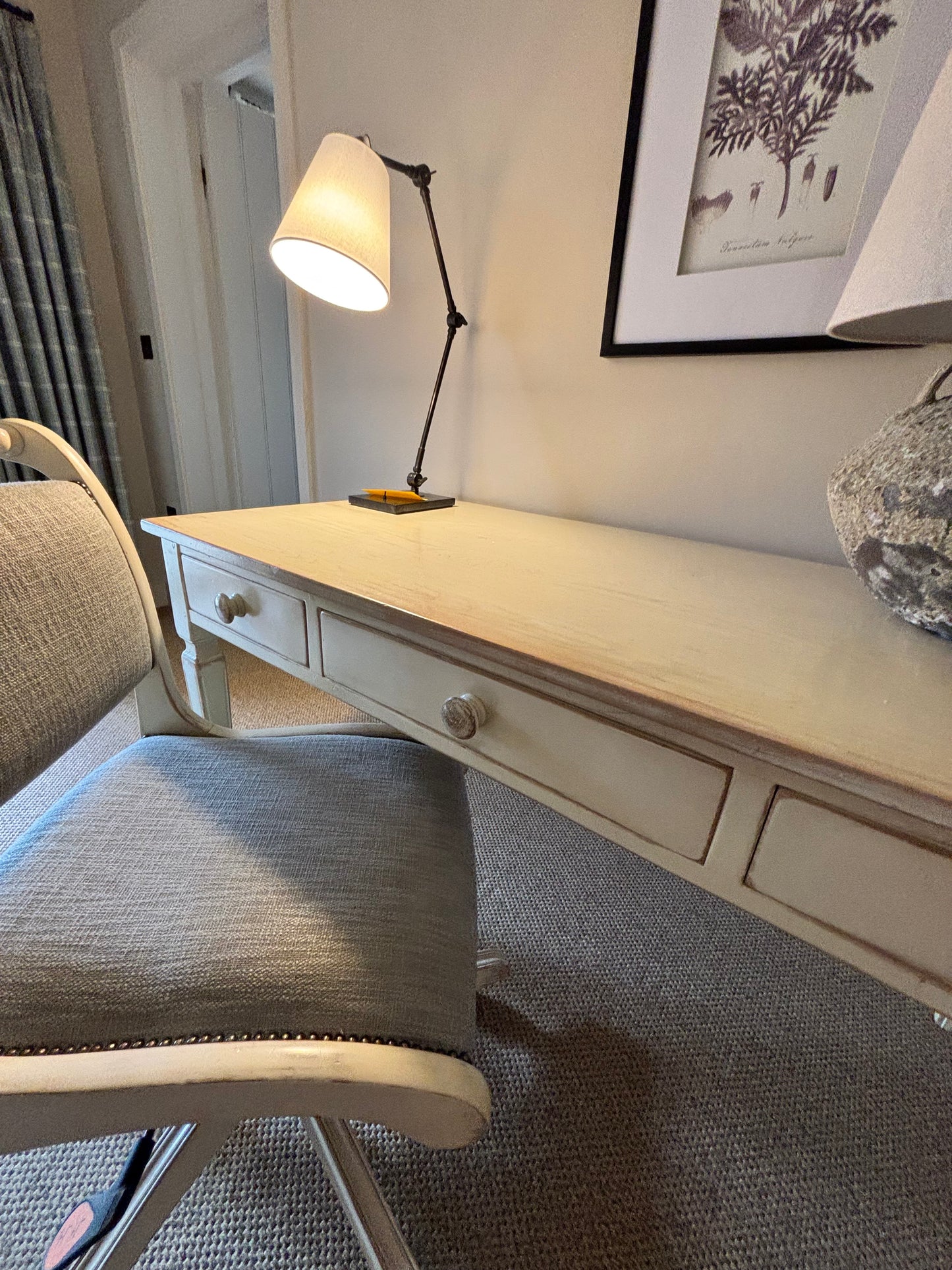 Cream Distressed Desk & Chair by Chelsea Textiles