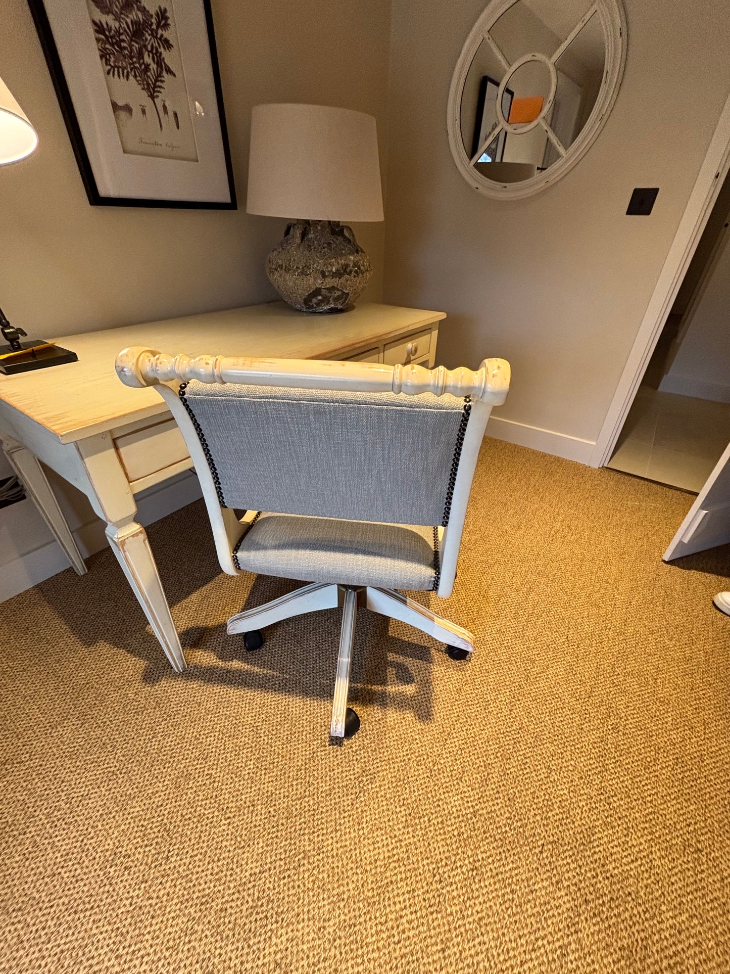 Cream Distressed Desk & Chair by Chelsea Textiles