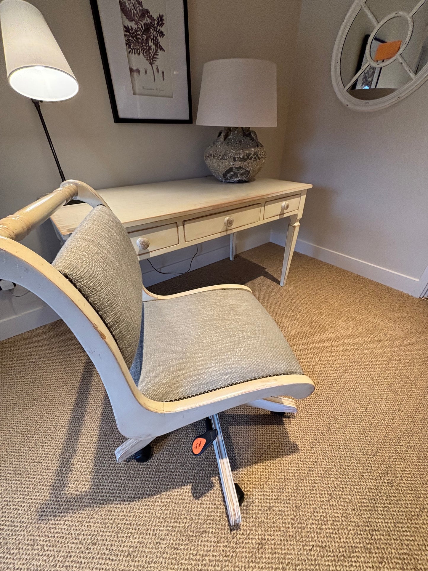 Cream Distressed Desk & Chair by Chelsea Textiles