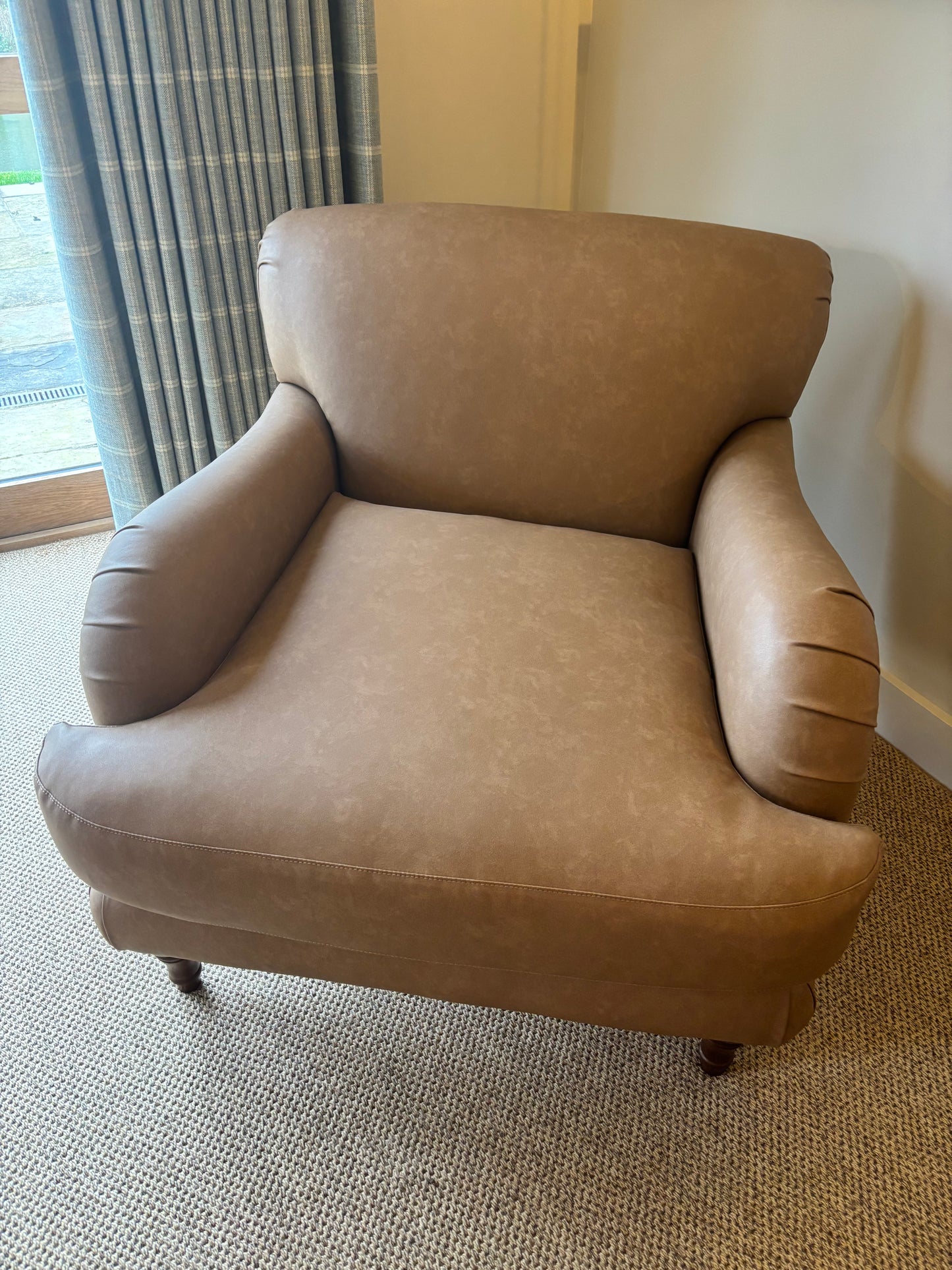 Darlings of Chelsea Pair of Leather Brown Armchairs