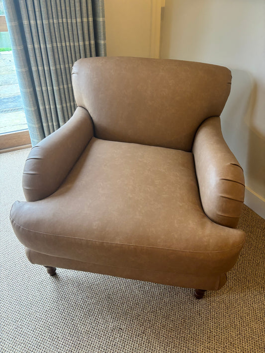 Darlings of Chelsea Pair of Leather Brown Armchairs