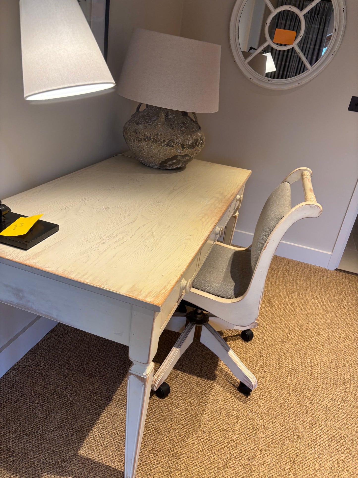 Cream Distressed Desk & Chair by Chelsea Textiles
