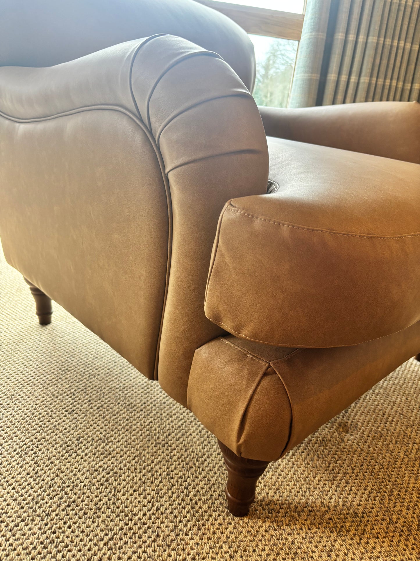 Darlings of Chelsea Pair of Leather Brown Armchairs