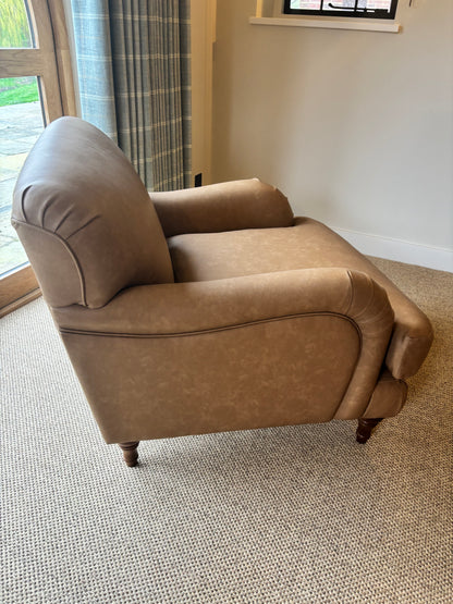 Darlings of Chelsea Pair of Leather Brown Armchairs