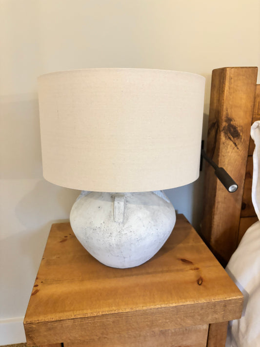 Pair of Stone Base Lamps with Cream Shades