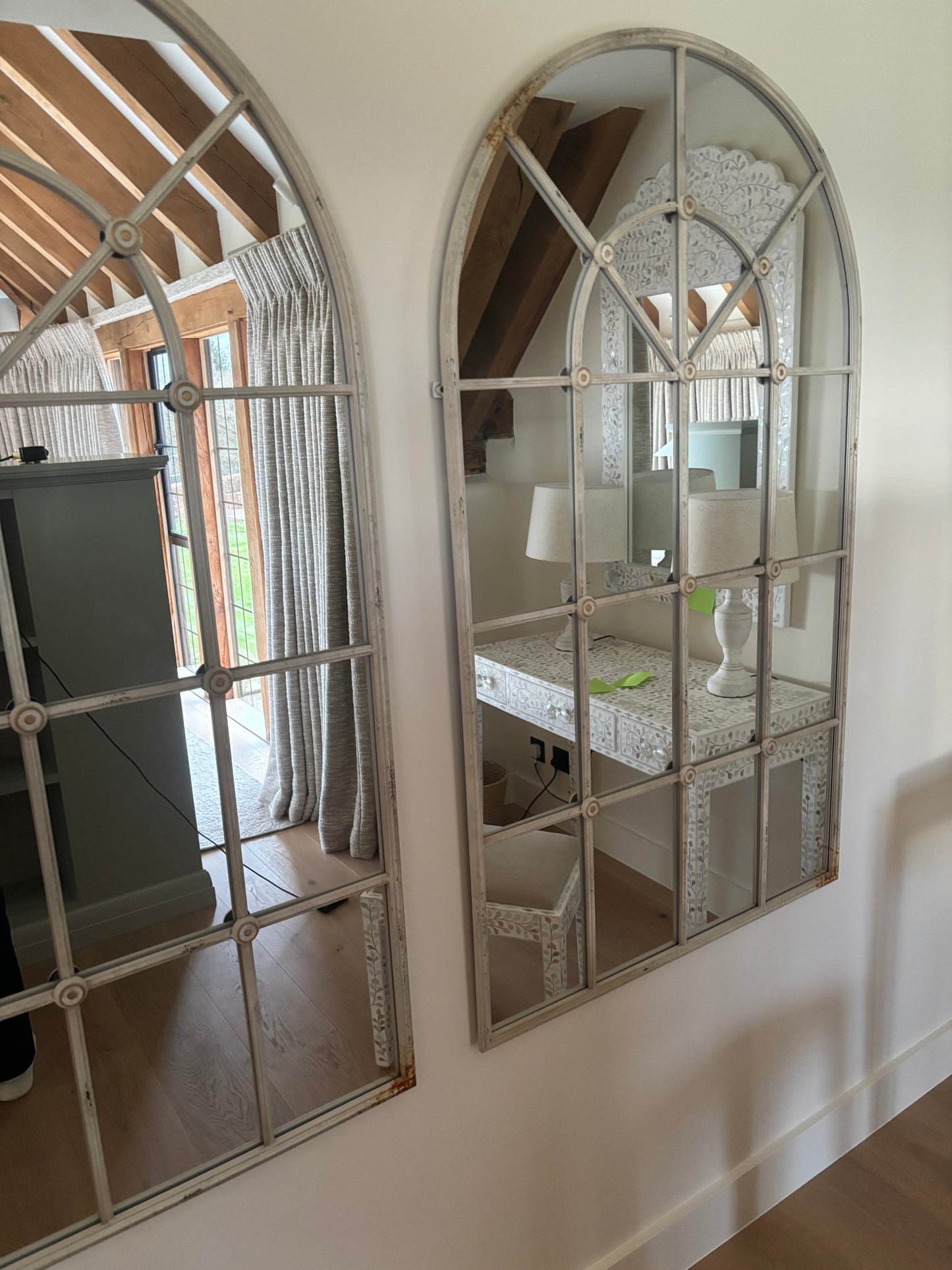 Trio of One World Mirrors Distressed Vintage