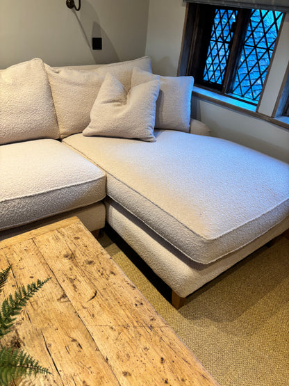 Tamarisk Cream Boucle L Shaped Sofa plus 2 footstools