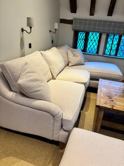 Tamarisk Cream Boucle L Shaped Sofa plus 2 footstools