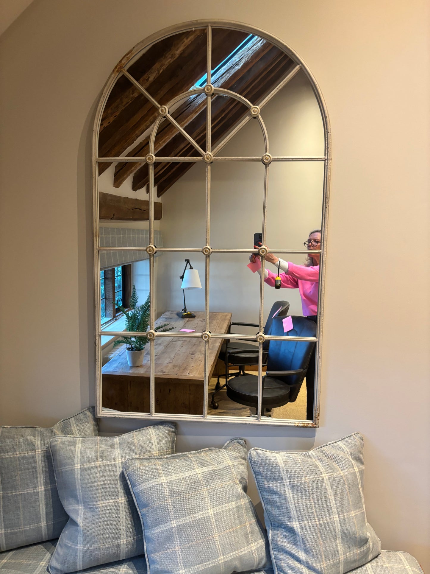 Arched Cream Vintage Mirror