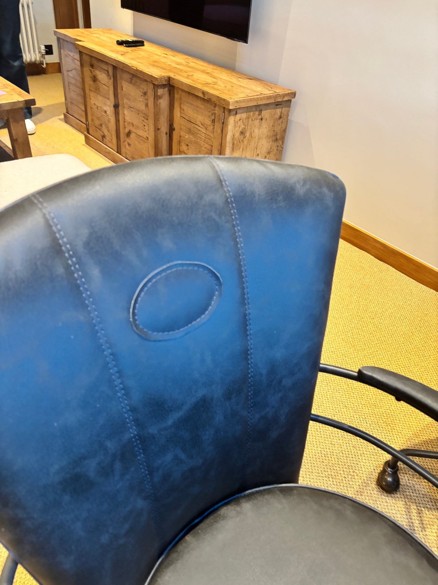 Pair Haskers Grey Leather Swivel Chairs BRAND NEW