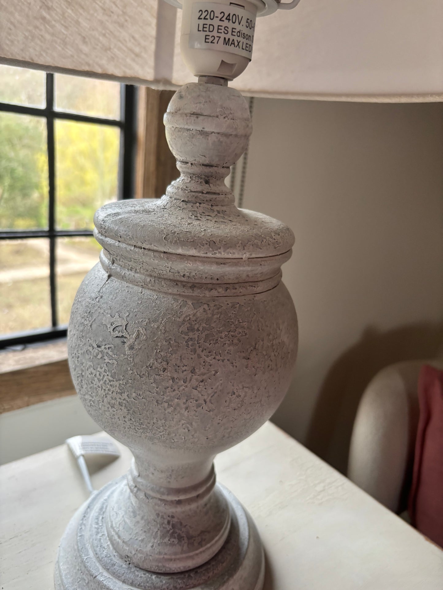 Chosen by Jessica White Urn Base with Beige Lamps