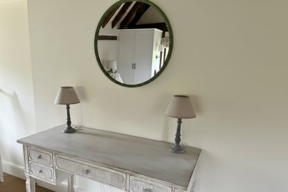 Pair of Coach House Small Lamps with Grey Base and Beige Shades