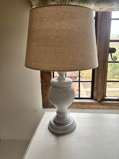 Chosen by Jessica White Urn Base with Beige Lamps