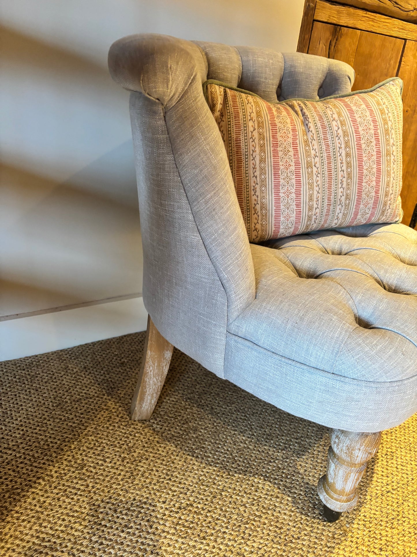 Beige Buttoned Occasional Chair