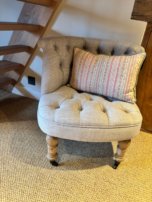Beige Buttoned Occasional Chair