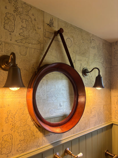 Coach House Leather Circular Mirror with Strap