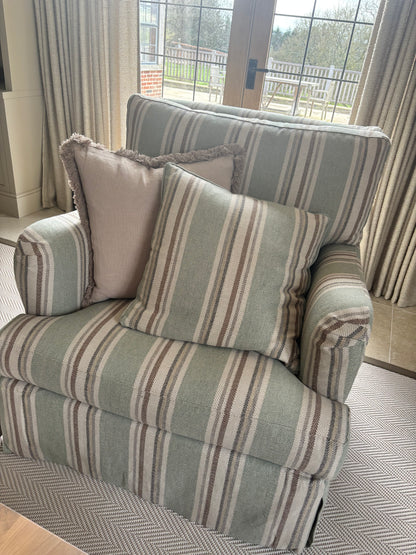 Bespoke Sofa London BRAND NEW Swivel Green & Beige Striped Armchairs