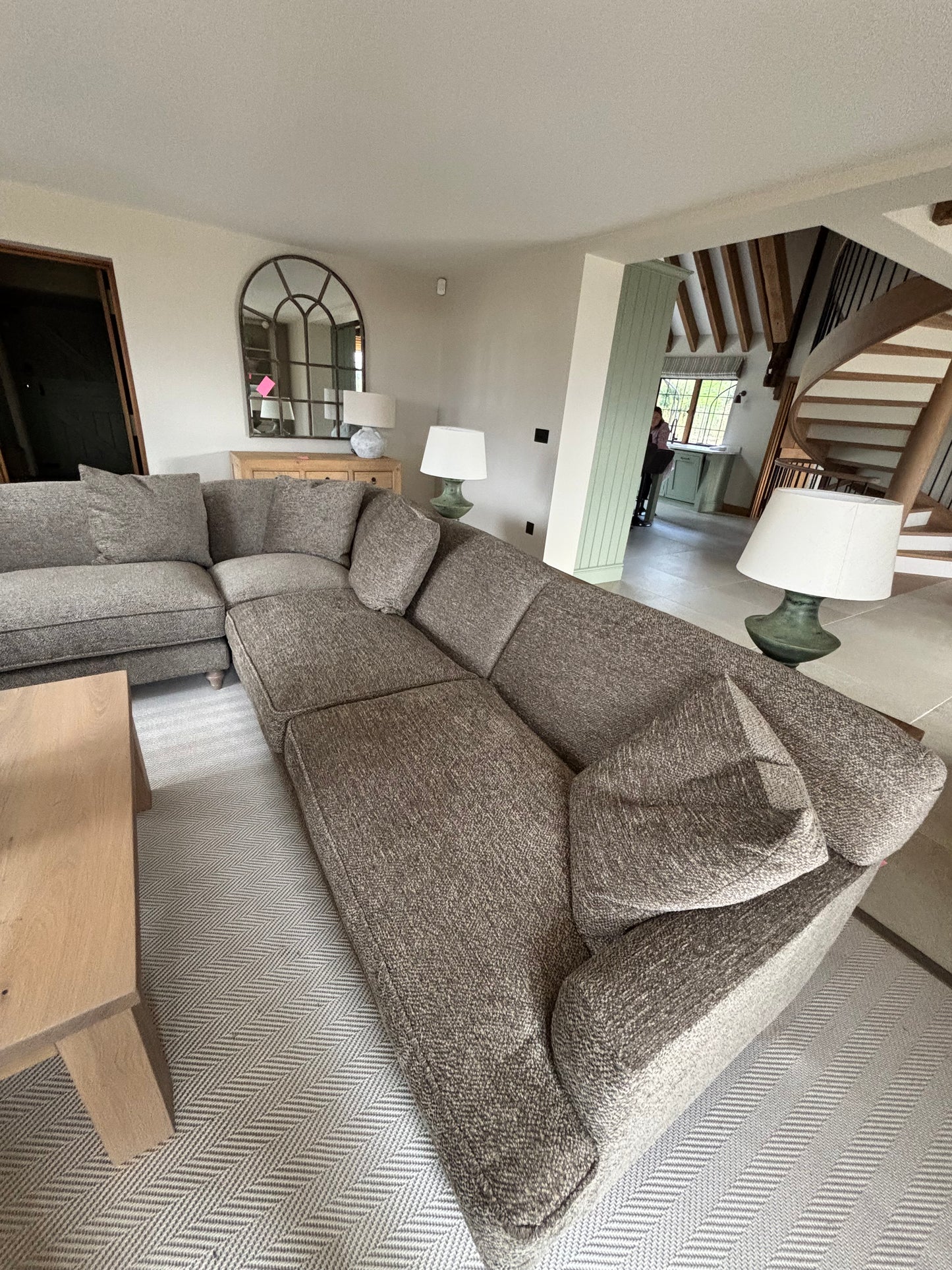 Brown Chenile Corner Sofa by Darlings Of Chelsea