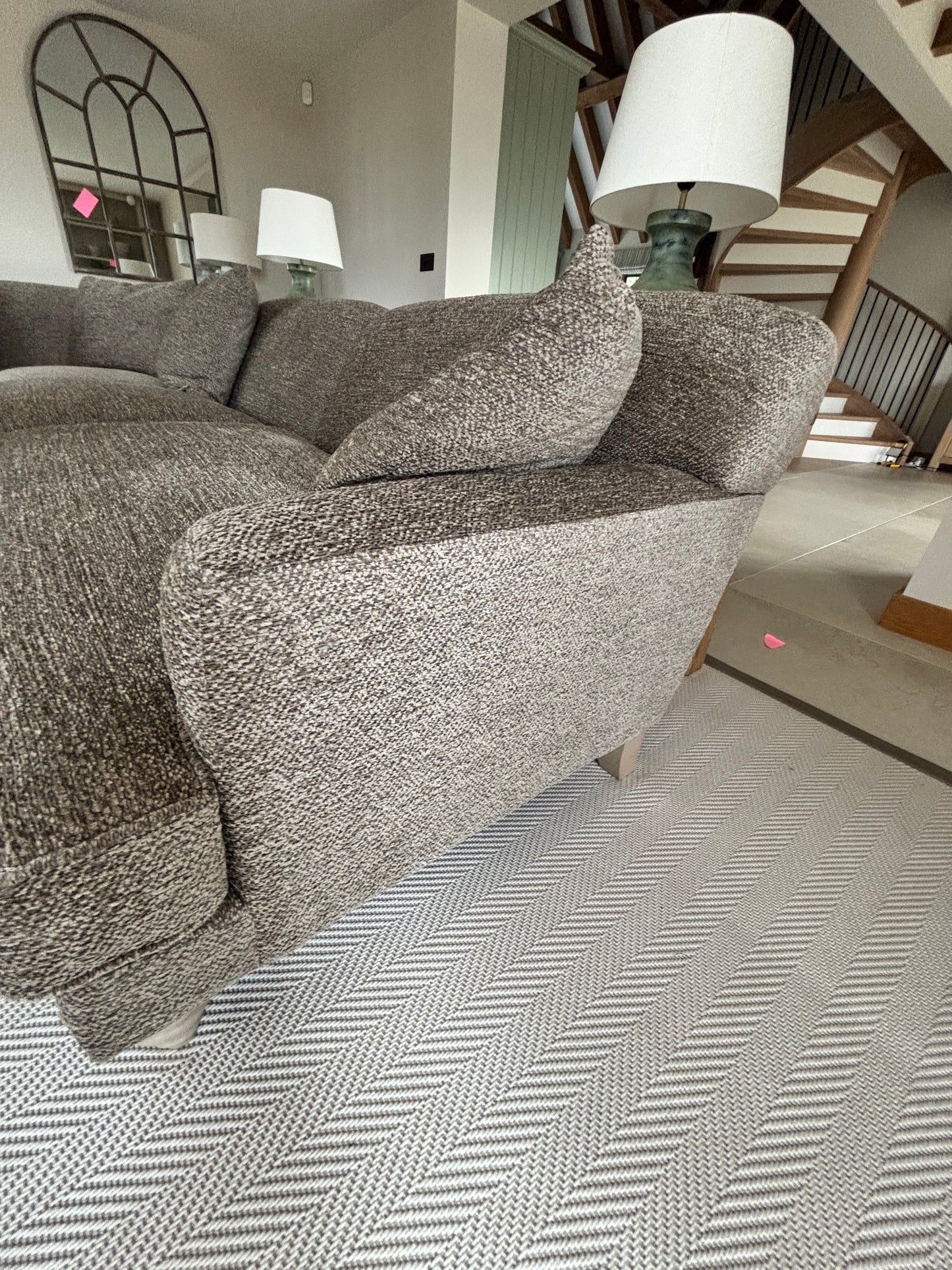 Unnatural Flooring Chevron Rug with Brown Leather Edging