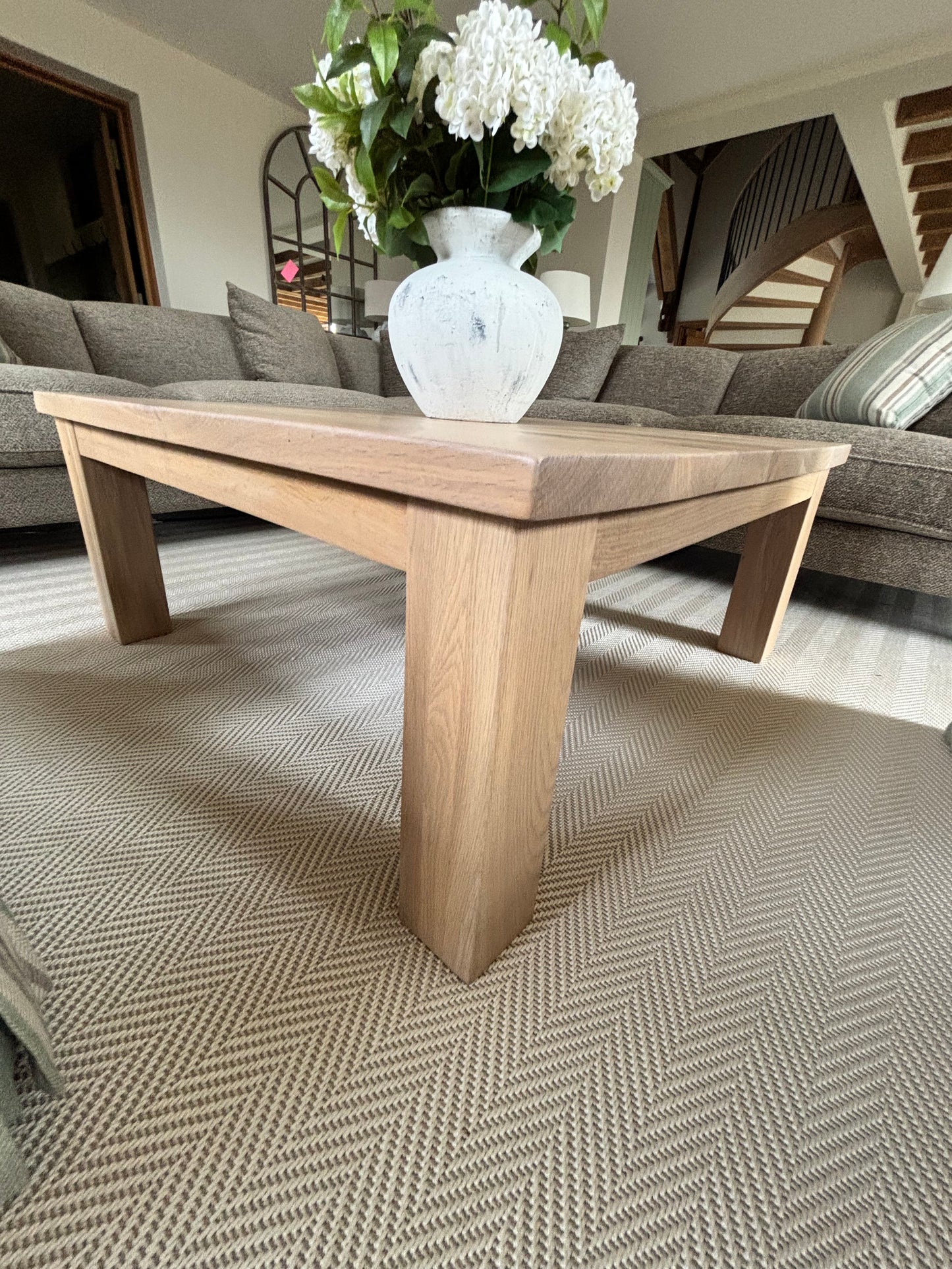 Unnatural Flooring Chevron Rug with Brown Leather Edging
