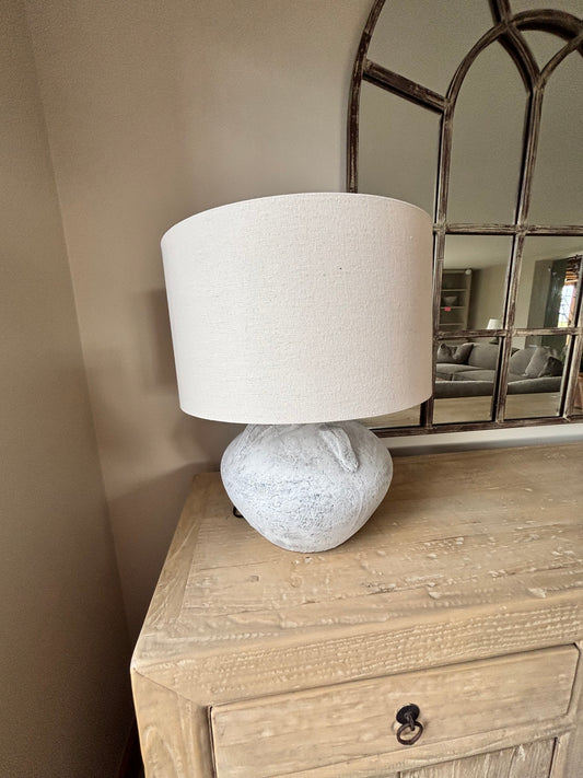 Coach House Stone base Lamp with beige shade