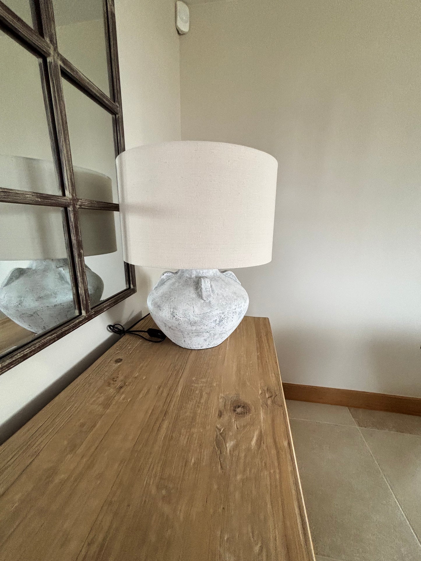 Coach House Stone base Lamp with beige shade