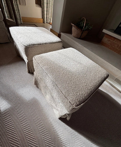 Andrew Martin Cream Chenile Sofa and Footstall - Brand New