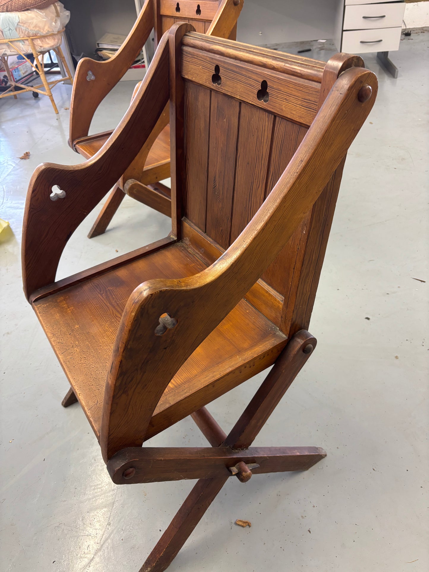 Pair of Cross leg Church Chairs