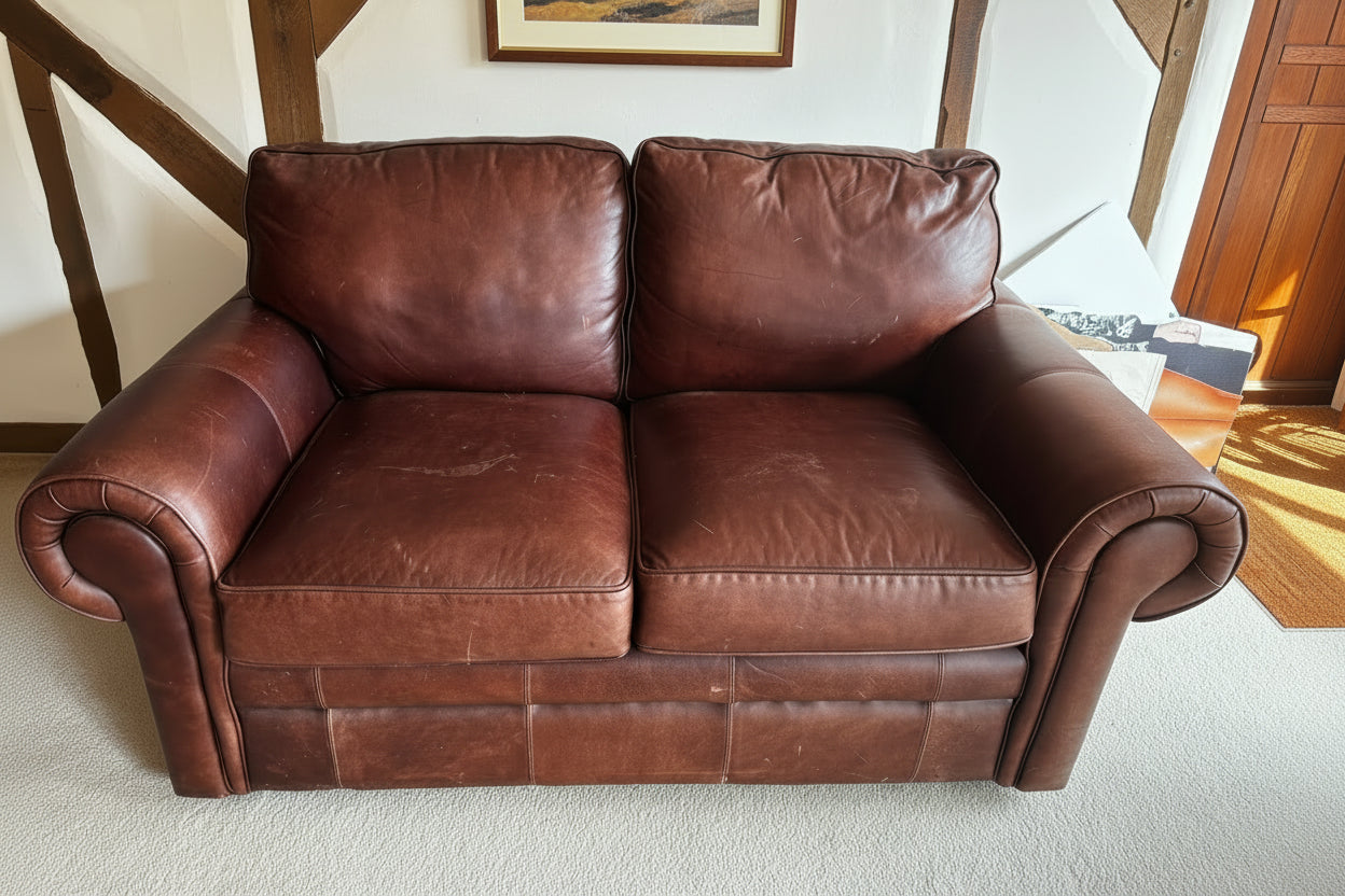 Carmen Brown Leather Two Seater Sofa
