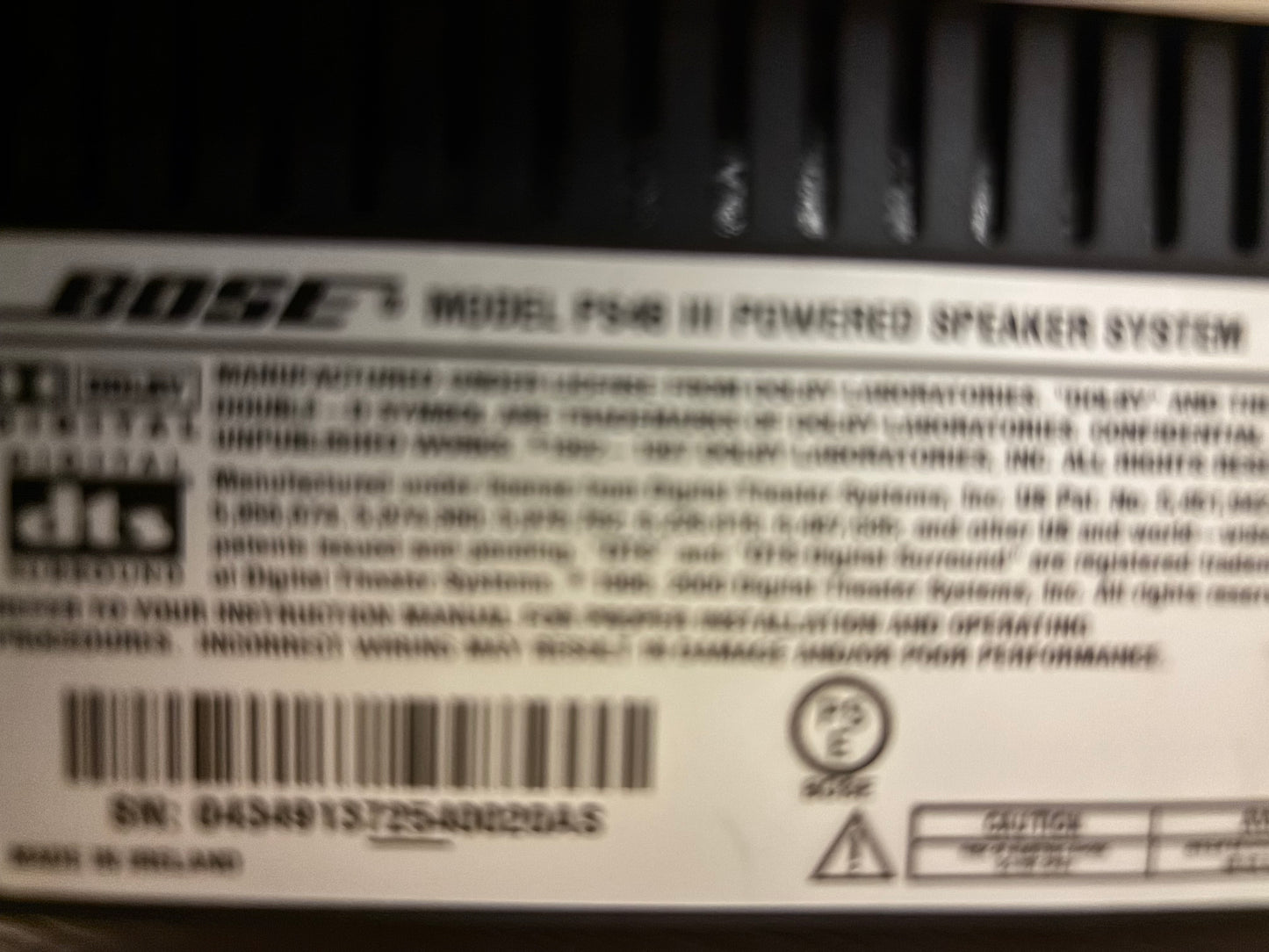 Panasonic TV with Bose Surround Sound Media Centre
