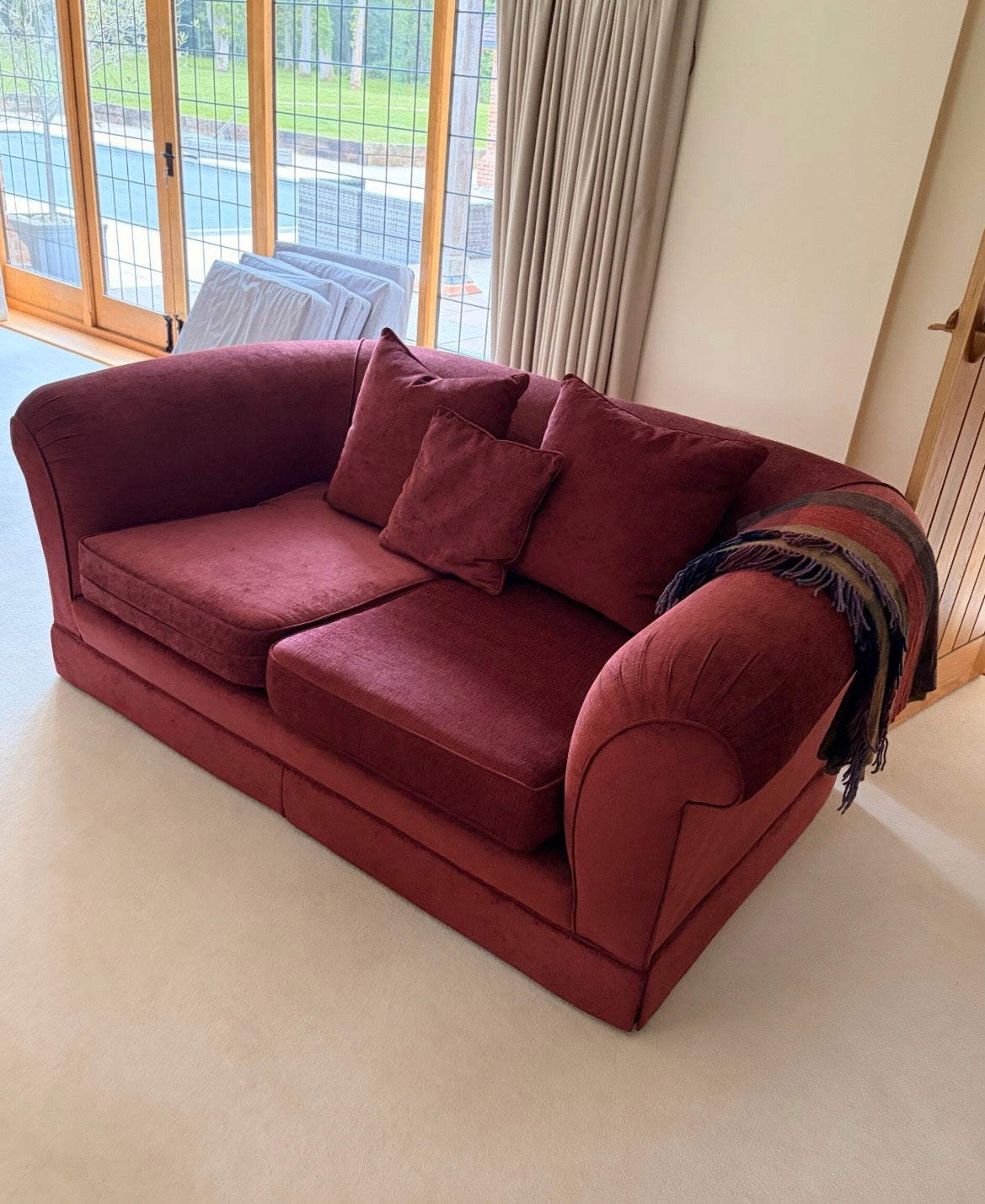 Red Two Seater Large Sofa