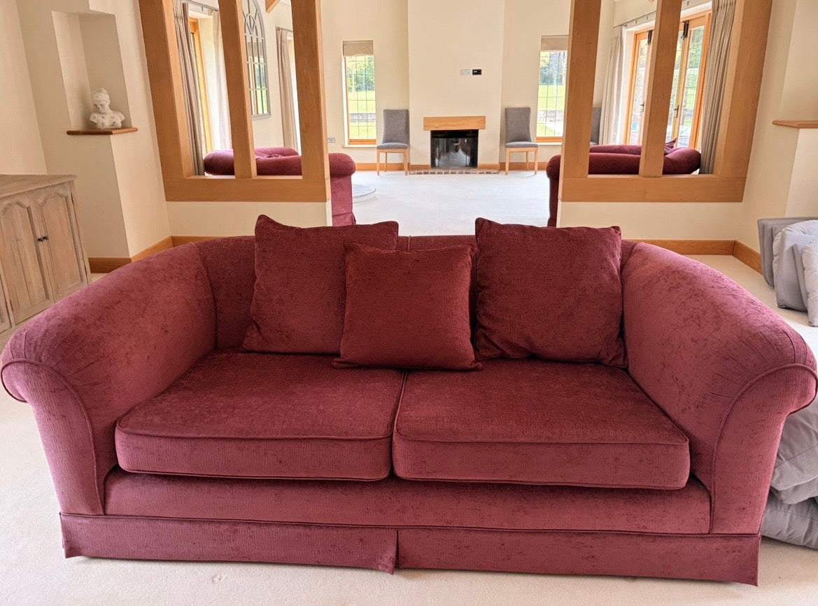 Red Three Seater Large Sofa