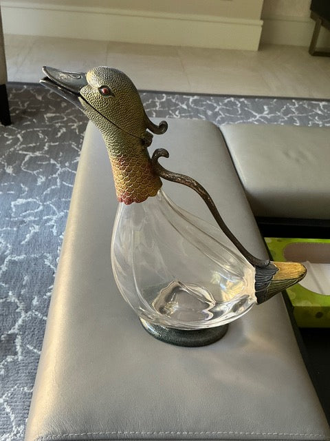Silver Topped Duck Decanter